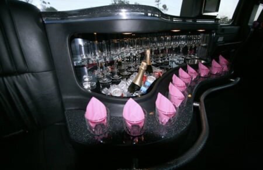 On-board bar with champagne on ice