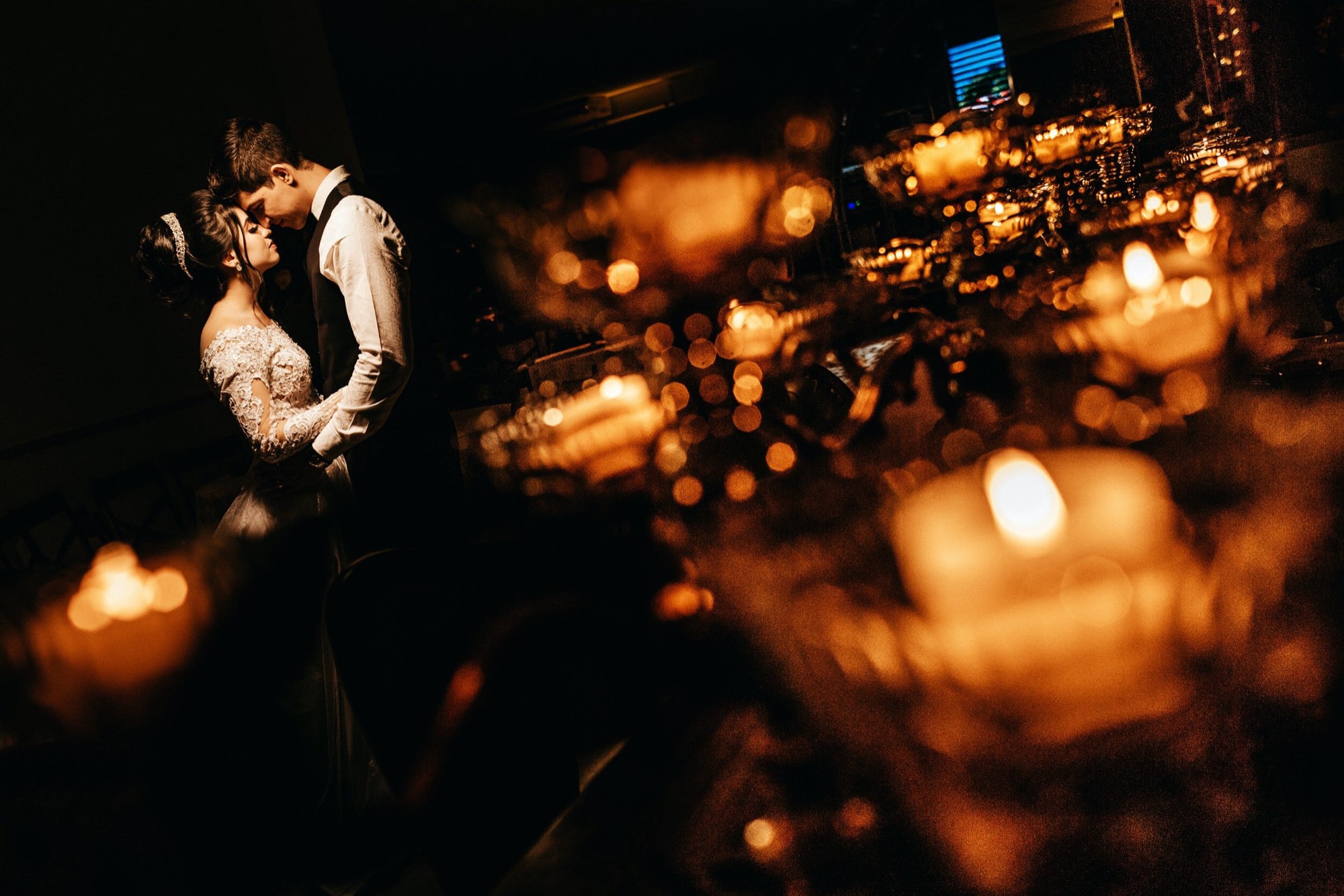 Wedding reception by candlelight
